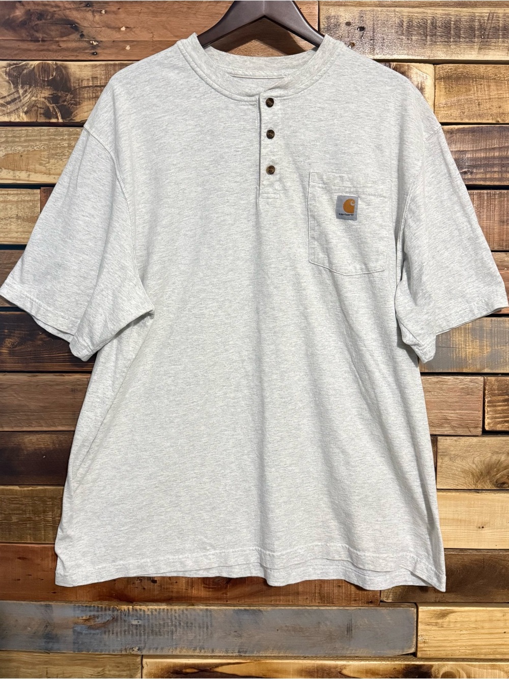 Carhartt Pocket Henley Original Fit T-Shirt Mens 2XL Ash Grey EUC